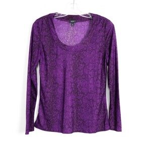 NWOT Aritzia Talula purple snakeskin animal print top scoop neck stretch Large L